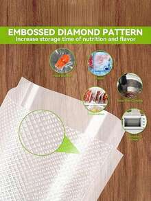 50个装，加厚网状真空包装袋，食品包装用，压缩塑料密封袋，真空机卷袋，食品真空袋 - 白色 - 查看 5