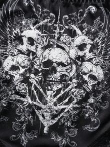 AltBold 1pc Women's Gothic Skull Print Dark Series Thong Panty - Black and White - View 7