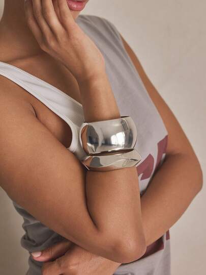 MUSERA 여성용 팔찌 청키 실버 걸쇠 팔찌 2개 멀티팩 귀여운 데일리 액세서리 매일 외출