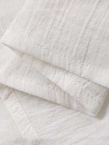 Livesso Áo kiểu nữ màu trắng dáng rộng, phối ren và cotton, phong cách thường ngày. - trắng - Xem 8