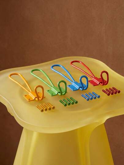 Joivida 2 Piezas/4 Piezas Ganchos de pared de metal de diseño creativo, Ganchos de dopamina de 4 colores, Elegantes colgadores de ropa estilo nórdico, Con doble ranura en la parte superior e inferior, Muy adecuados para la organización familiar, la decoración de hoteles y la exhibición de tiendas de moda. Estética minimalista, regalo ideal para el Día de San Valentín, Colgador de ropa