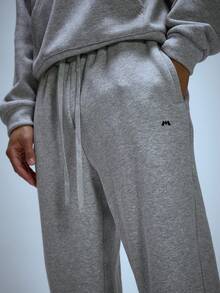 Musero Wide Leg Baggy Style Fleece Sweat Pant Trouser Elasticated Drawstring Waistband Jogger Autumn Winter Essentials Gymwear Athletic Gym - Grey - View 5