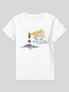 EMERY ROSE Áo thun nữ tay ngắn ôm dáng, in họa tiết màu trắng. - trắng - Xem 6