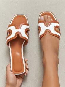 SHUZIA 畅销款女士奢华灵感镂空露趾经典帆布米色拖鞋 - 优雅、舒适、百搭 - 白色 - 查看 2