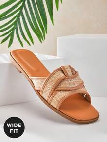 SHUZIA Women's Wide-Fit Minimalist Casual Comfy Crisscross Flat Sandals - Apricot - View 5