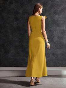 MOTF Soiréza DEEP V-NECK BIG BOW DETAIL MERMAID HEM PROM DRESS - Ginger - View 3