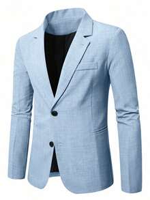 Manfinity Mode Men Space Dye Pocket Single Breasted Blazer - Sky Blue - View 4