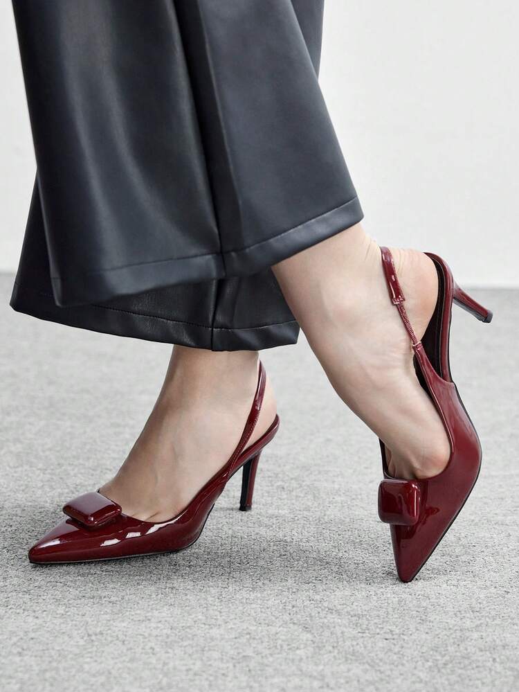 CUCCOO BIZCHIC Black & White Contrast Pointy Toe Mid-Heel Slip-On Pumps, Elegant Commuting Minimalist Classic Splicing Design High Heels, Suitable For Dating, Workplace, Formal Occasions And Professional Outfits Spring Shoes Spring Break Easter Prom Heels Valentine's Day