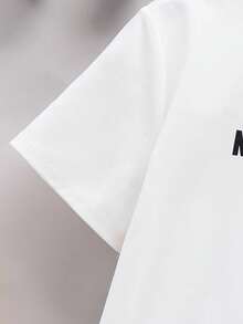 2pcs/Set Tween Boy Casual School Style Cute Pattern Round Neck T-Shirt And Shorts Set, Suitable For Commuting, School, Daily Casual Wear, Sports, Spring/Summer - Royal Blue - View 5