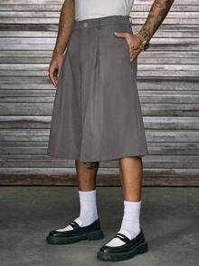 AXEPEAK Bermudas holgadas para hombre, ligeras y cómodas, con diseño plisado, apropiadas para primavera/verano - Gris - Ver 3
