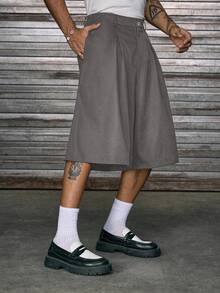 AXEPEAK Bermudas holgadas para hombre, ligeras y cómodas, con diseño plisado, apropiadas para primavera/verano - Gris - Ver 4