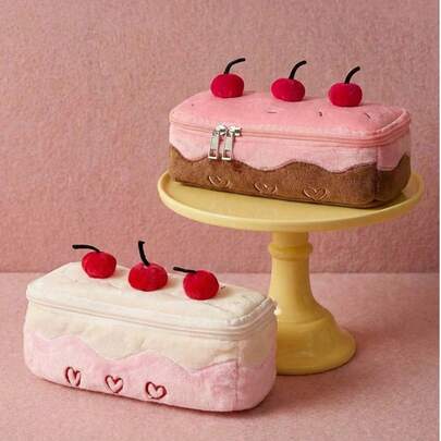 Joivida 1个创意铅笔盒，化妆包和铅笔盒三合一，大容量文具收纳袋，适合女孩，可作为女士礼物，旅行必备，桌面收纳好帮手。