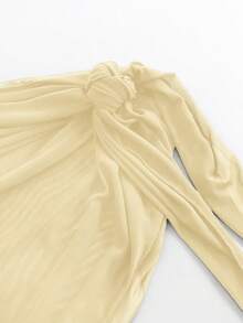 Swim Basics 女士纯色休闲百搭罩衫及迷你裙套装 - 淡黃色 - 查看 4