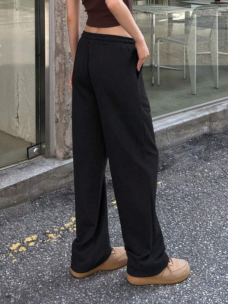 Letter Graphic Drawstring Waist Slant Pocket Sweatpants,Women Joggers