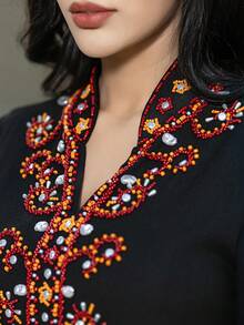 Layrah Áo choàng dài đính cườm thủ công nhiều màu sắc, thanh lịch và thoải mái. - màu đen - Xem 4