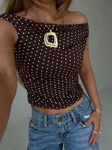 EMERY ROSE Women's Digital Print Sleeveless Backless Halter Top - Multicolor - View 1