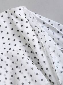 Sweetra Women's Spring/Summer French Design Pleated Layered Polka Dot Chiffon Flowy Skirt - White - View 6