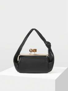 MOTF WOMEN'S KNOT STRAP KISS LOCK HANDBAG - Black - View 3