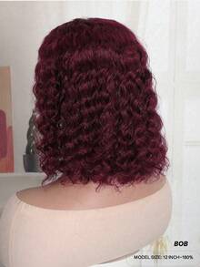 ALL READY WIG 无胶勃艮第蕾丝前假发 女士真人发假发 99J 深波浪假发 180% 密度湿发和波浪红色卷发真人发假发 预拔 13x4 透明蕾丝前假发 - S99J - 查看 6