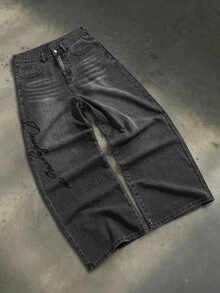 SWAVVY Men's Pocket Button Casual Versatile Commute Loose Fit Jeans - Black - View 6