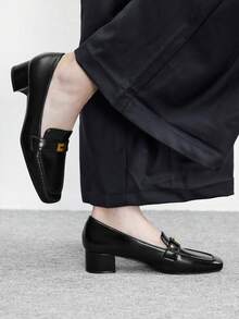 CUCCOO BIZCHIC 女士金属装饰方头时尚日常通勤高跟鞋 - 黑色 - 查看 3