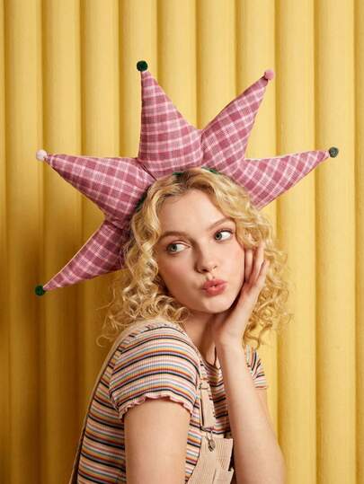 Joivida 1pc Cute Checkered Colorful Birthday Party Fabric Hair Bands, Hair Accessories, Party Headgear, Pet Party Headgear, Valentine's Day Gift