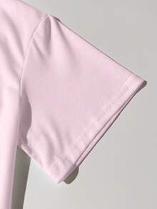 Tetris™ X SHEIN Áo thun nữ cổ tròn, vai rớt, in chữ, kiểu dáng thường ngày, thích hợp cho mùa hè. - trắng - Xem 6