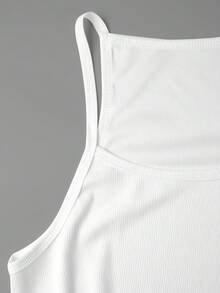 Manfinity Dauomo 男士纯色罗纹休闲百搭背心 - 白色 - 查看 6