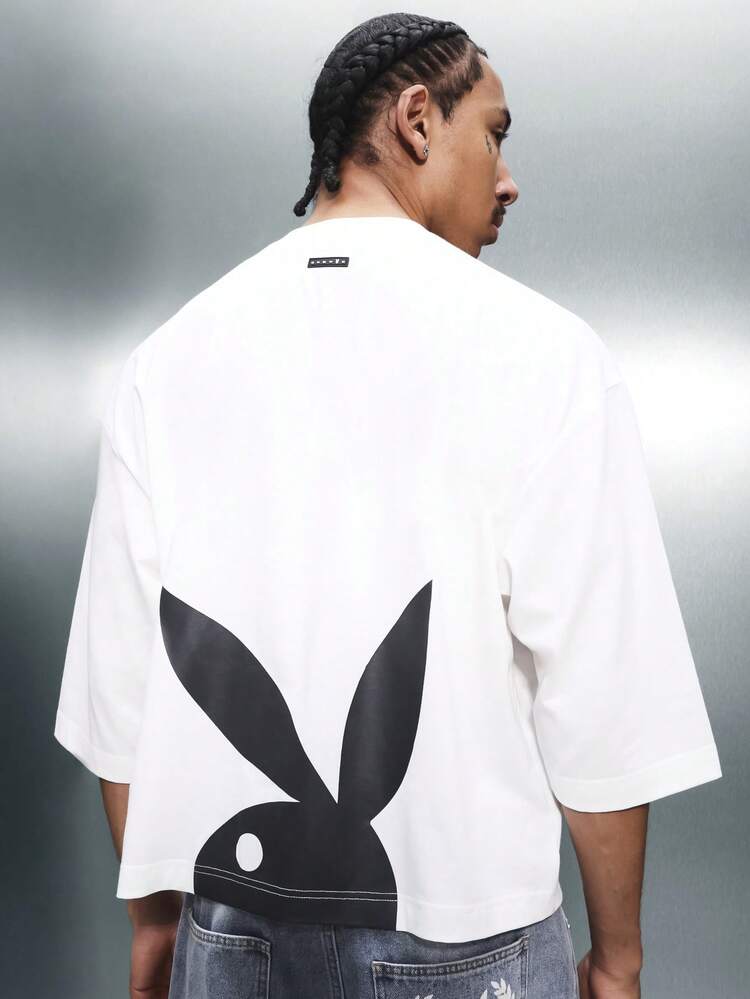 PLAYBOY X SUMWON Boxy Three Quarter Sleeve Tee With Back Logo