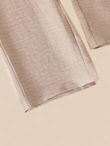 Casuvi Kids Girls Casual Loose Straight Leg Pants, Elegant Commuter Style, Smooth Fabric, Suitable For Spring And Autumn - Khaki - View 6