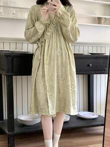Cirelle Áo choàng tắm nhuộm hoa Ins Style – Áo choàng ngủ dài ngọt ngào, nhẹ nhàng, thích hợp mặc ở nhà vào mùa xuân/hè, mềm mại và ấm cúng để thư giãn tại nhà và spa. - Nhiều màu - Xem 8