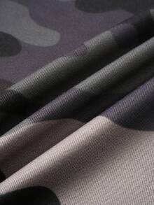 ROMWE MEN Street Life Quần dài nam dáng rộng, thắt eo bằng dây rút, họa tiết rằn ri, in chữ, thích hợp mặc hàng ngày. - xanh quân đội - Xem 8