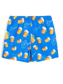 Manfinity RSRT Quần short đi biển nam in họa tiết, quần bơi Michelob Ultra, quần bơi hình bia, quần bơi màu xanh dương đậm, quần bơi nam ngộ nghĩnh. - Màu xanh lam - Xem 3