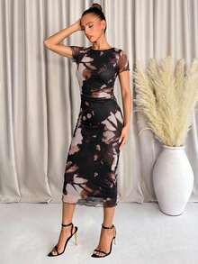 Vestido de manga corta con estampado de moda para mujer, primavera/verano - Multicolor 3 - Ver 2
