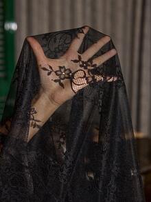 SHEIN Sexy Satin Lace Robe & Camisole Nightgown Women Sleepwear Set - Black - View 7