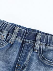 Quần short denim xanh rách, thun, dáng ôm cho bé trai. - Rửa nhẹ - Xem 3