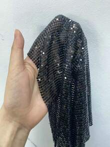 VaVaBold 女士性感透视亮片露脐上衣，适合夏季夜店派对、夏季、夏季上衣、夏季、夏季假期、女士夏季、春季、春季女士、春假、春季、春季、春季、春季女士、春季女士、度假女士、女士假期、夏季假期、女士度假、假期、假期、夏季假期、女士海滩假期 - 黑色 - 查看 7