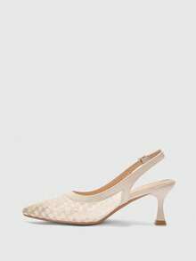 CUCCOO BIZCHIC Stylish And Elegant, Suitable For Daily Commuting, Pointed Short Heels, Hollow Shoes - Beige - View 10