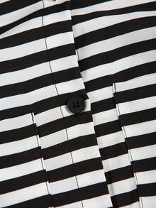 GlowEve Women's Black & White Striped Crew Neck Sleeveless Casual Shirt With Tassel Trim And Front Button Closure - Black and White - View 3