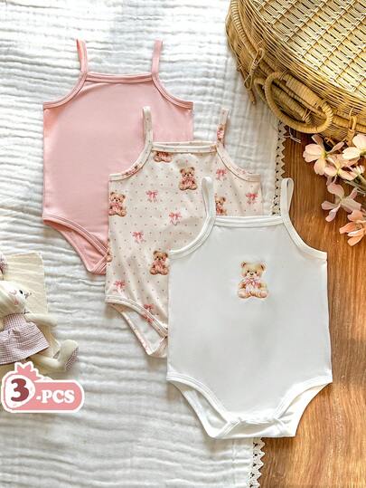 Vintaside Kids Babygirl Infant/Baby GirlSleeveless Digital Print Casual Bodysuit, Suitable For Outdoor Leisure, Camping, Vacation Or Daily Wear