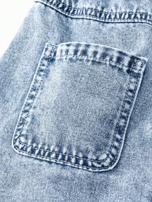 Đầm denim thường ngày cho bé gái, thiết kế mới với chi tiết bướm lớn phía sau, đầm denim màu xanh bạc. - Màu xanh lam - Xem 8