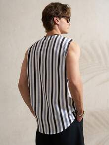 Airaco Men's Summer Casual Striped Sleeveless Shirt - Multicolor - View 2