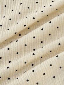 Elamini 女士休闲宽松黄色波点印花直筒裤，低腰，有机棉，夏季 - 杏色 - 查看 7