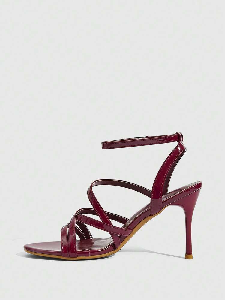 CUCCOO SZL New Burgundy Pointed Toe High Heel Fashion Women Sandals