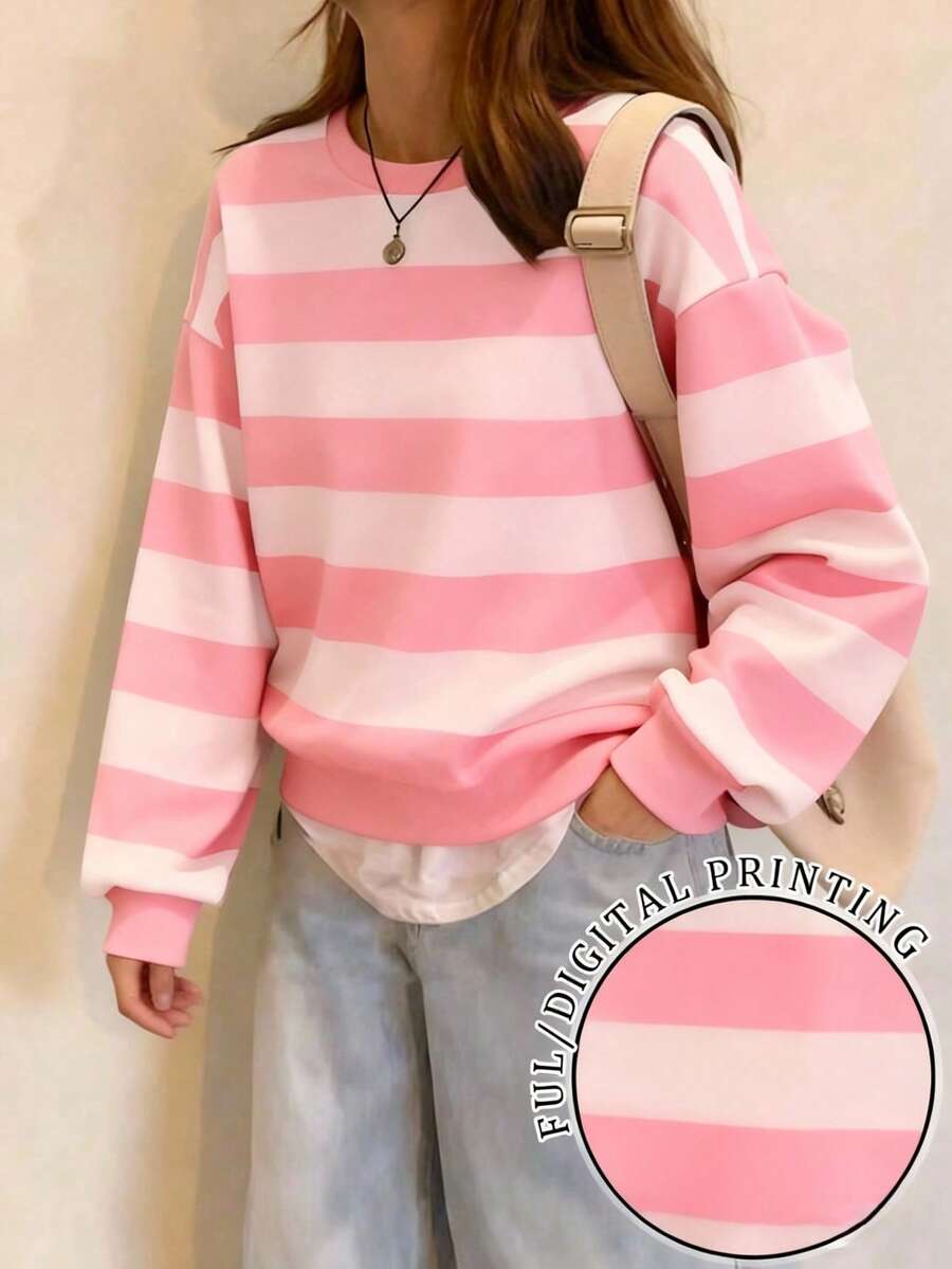 INAWLY Áo nỉ nữ dễ thương đa năng màu hồng ngày lễ tình nhân mới về - Hồng - Xem 1