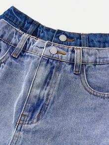 SHEIN Bộ đồ gồm 2 mảnh quần short denim rộng thùng thình, có thể xắn gấu, dành cho bé gái tuổi teen, thích hợp cho kỳ nghỉ xuân hè, phong cách boho, đi biển, dự tiệc hòa nhạc, lễ hội. - Nhiều màu - Xem 4