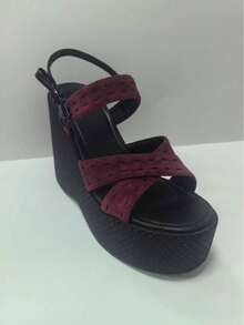 Sugerpunk Damen Sandalen mit dicker Sohle, offene Zehenplattform Keilabsätze, Modeschuhe - Bordeaux - Übersicht 11