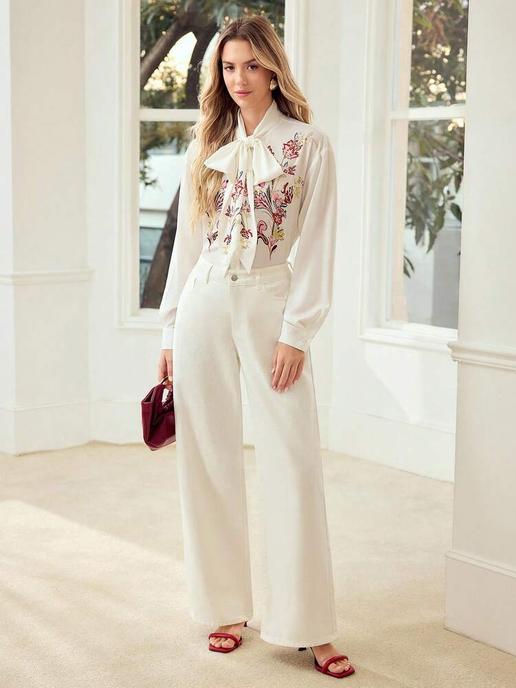 WOMEN'S FLORAL PRINTED LONG SLEEVE BLOUSE, SPRING/SUMMER