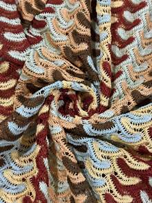 Elaquor Plus Size Striped Print Elastic Waist Casual Cover-Up Pants , Spring - Multicolor - View 8