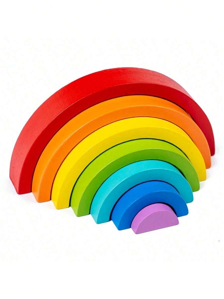 木制小彩虹积木，DIY组装堆叠，启蒙早教，益智木制玩具 - 彩色 - 查看 1